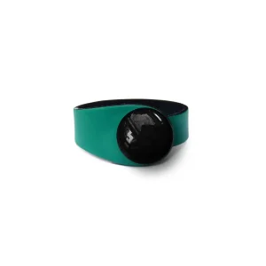Kožený Náramek Soria Black + Keramický Knoflík
