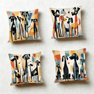 Vintage povlaků na polštář s motivem pes 4 ks