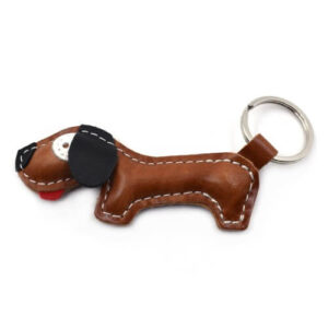 Kožená klíčenka Hnědý Jezevčík