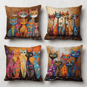 Vintage povlaků na polštář s motivem kočky4 ks