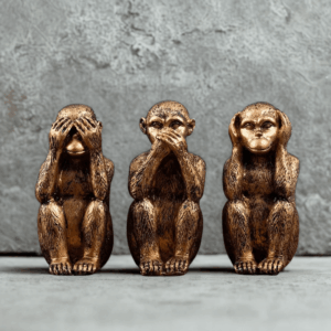 Bronzových sošek opice sada 3