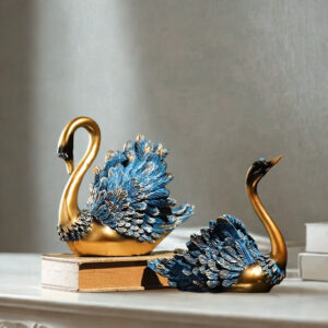 Modro-zlatý pár labutí 2 ks