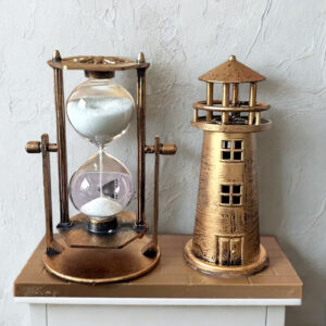 Vintage maják s přesýpacími hodinami - bronzová barva