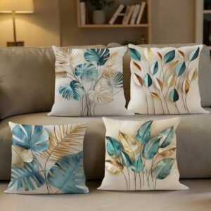 Povlaků na polštář se vzorem listů sada 4