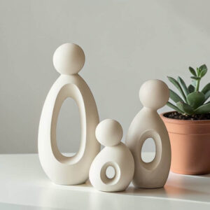 Rodinná socha, skupina 3 kusů – bílá